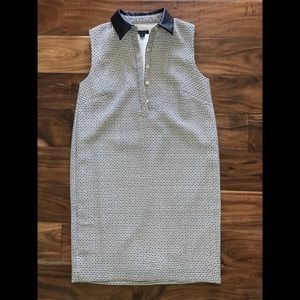 Ann Taylor lined dress with faux leather collar